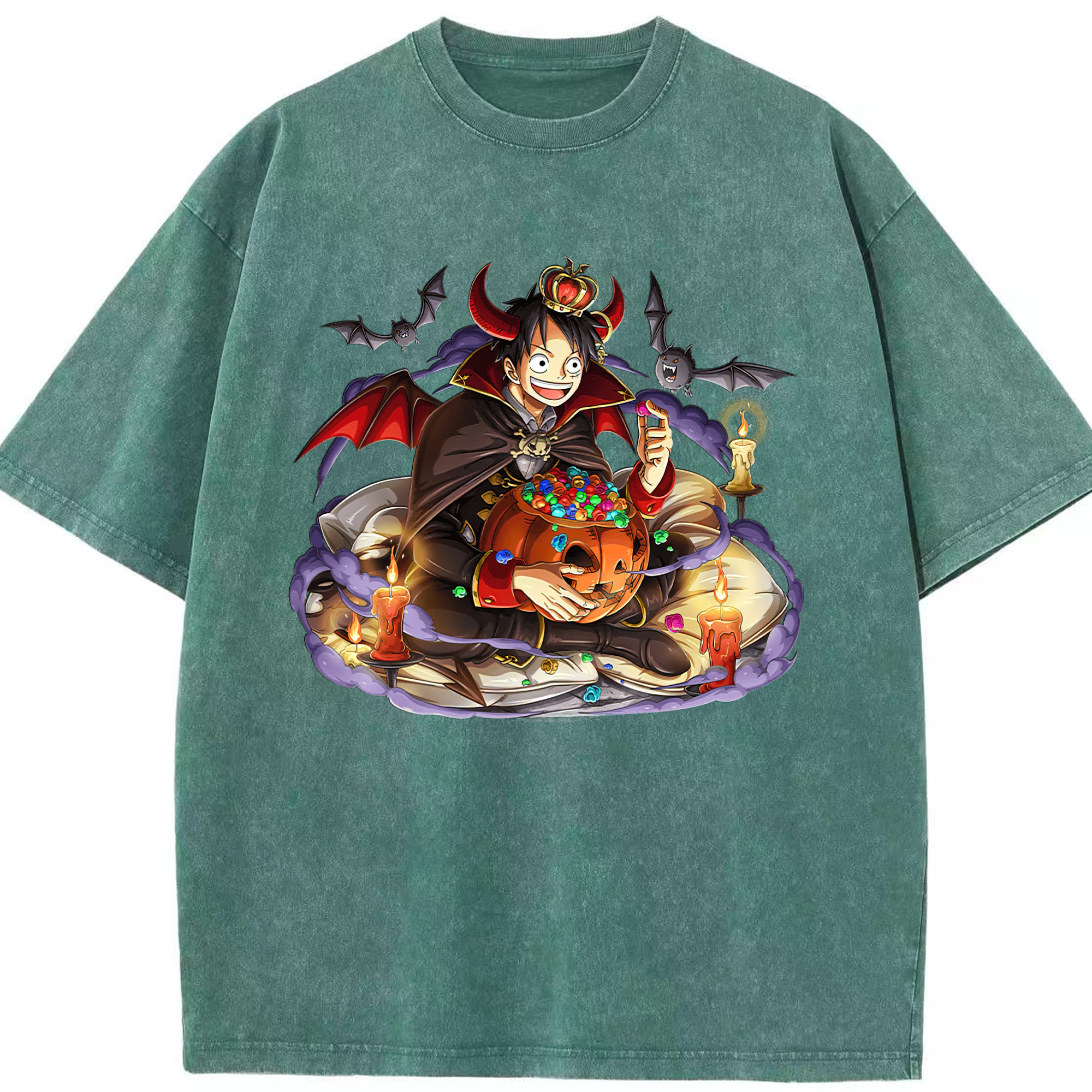 ワンピース モンキー・D・ルフィ ONE PIECE Monkey D. Luffy 綿100% ヴィンテージ風 半袖Tシャツ（フロントプリント）